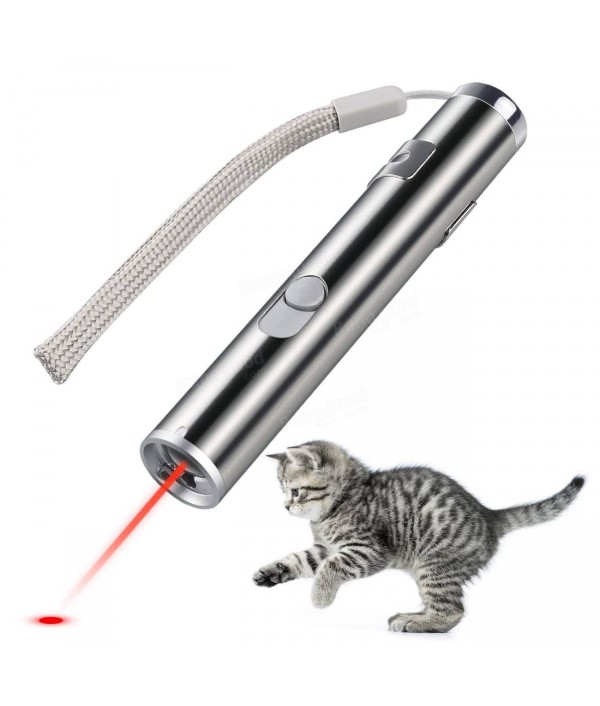 Loskii PT-  USB Rechargeable Pet Toys Cat Training Toy Laser Pointer With LED FlashlightPet SuppliesfromHome and Gardenon 