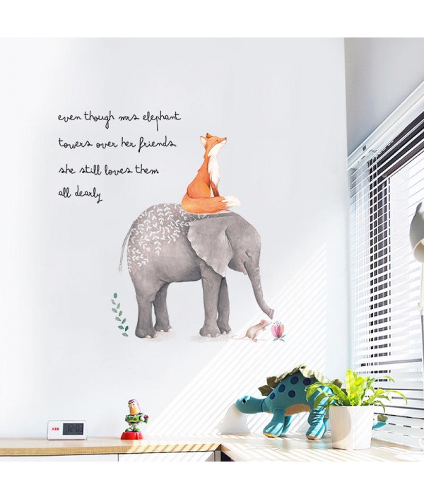 Creative Colorful Cartoon Elephant Fox PVC Removable Home Room Decorative Wall Door Decor StickerHome DecorfromHome and Gardenon 