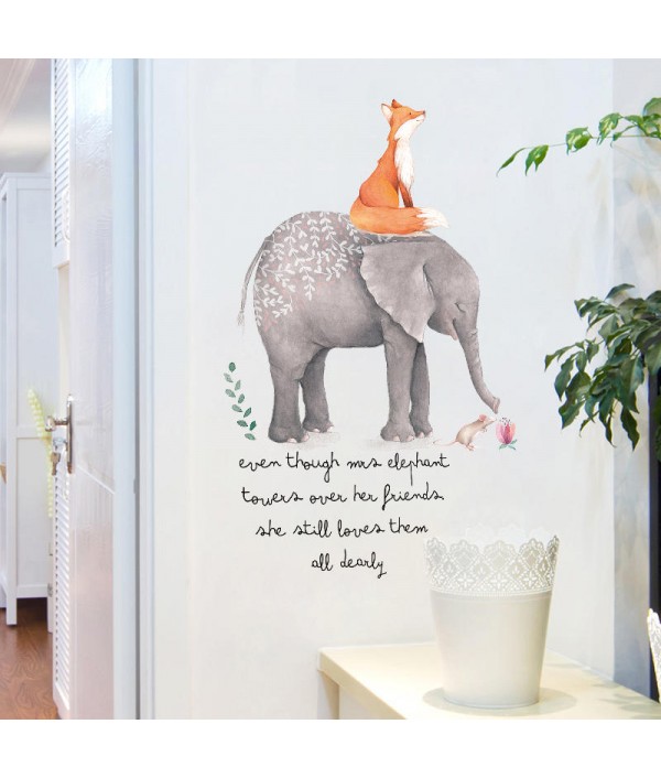 Creative Colorful Cartoon Elephant Fox PVC Removable Home Room Decorative Wall Door Decor StickerHome DecorfromHome and Gardenon 