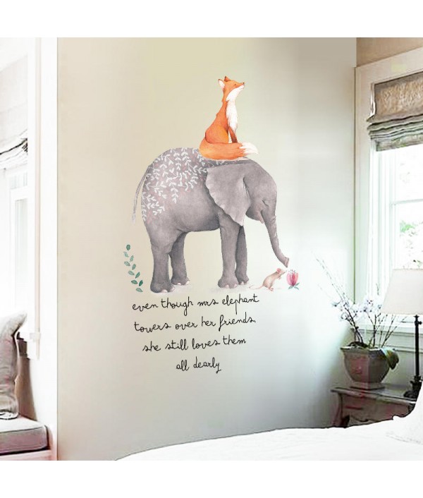 Creative Colorful Cartoon Elephant Fox PVC Removable Home Room Decorative Wall Door Decor StickerHome DecorfromHome and Gardenon 