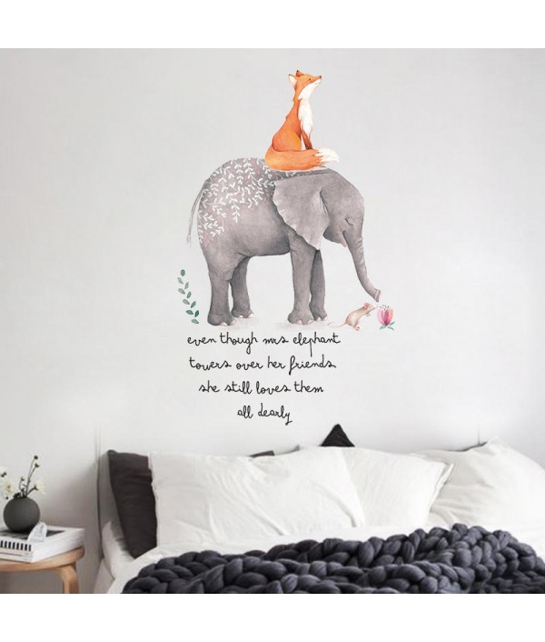 Creative Colorful Cartoon Elephant Fox PVC Removable Home Room Decorative Wall Door Decor StickerHome DecorfromHome and Gardenon 