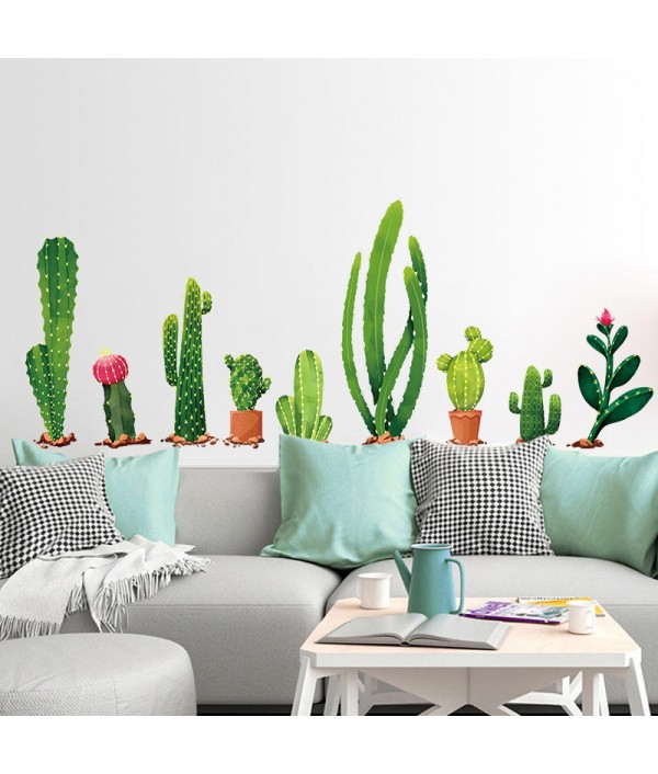 Creative Cartoon Cactus PVC Removable Home Room Decorative Wall Door Decor Sticker Home DecorfromHome and Gardenon 