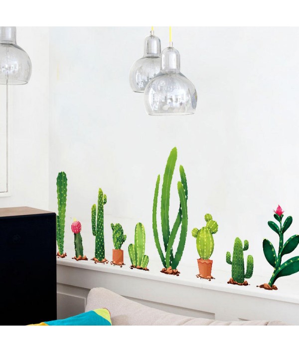 Creative Cartoon Cactus PVC Removable Home Room Decorative Wall Door Decor Sticker Home DecorfromHome and Gardenon 