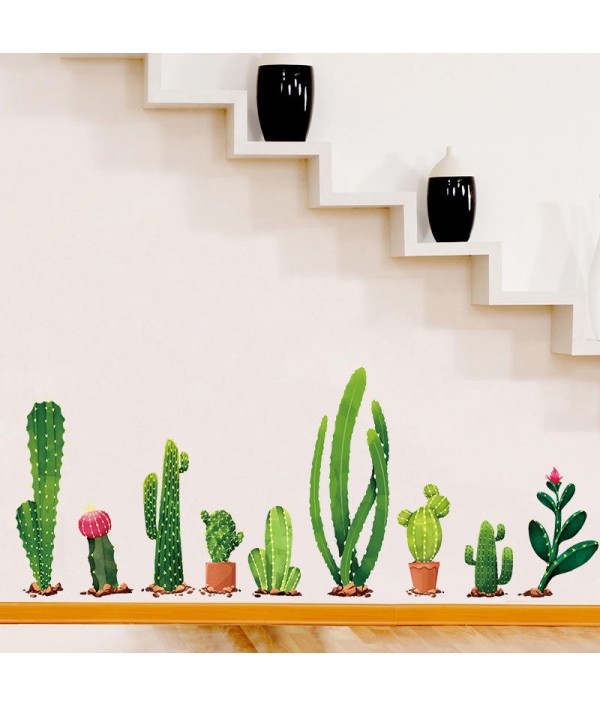 Creative Cartoon Cactus PVC Removable Home Room Decorative Wall Door Decor Sticker Home DecorfromHome and Gardenon 