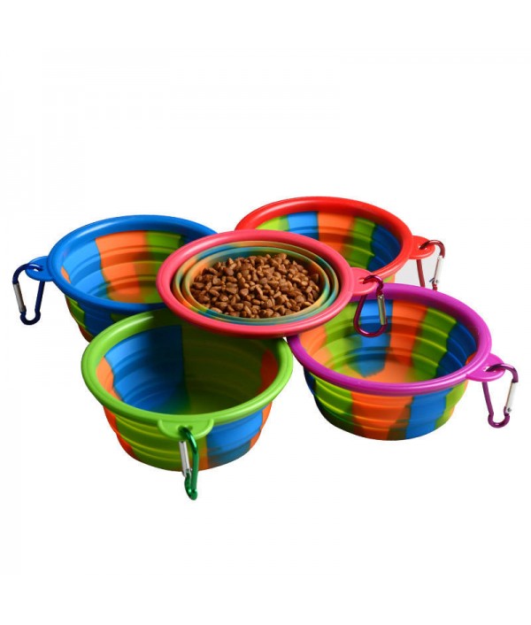 Folding Silicone Pet Bowl Portable Dog Food Drinking Water Feeding Supplies Outdoor Bowl Pet SuppliesfromHome and Gardenon 