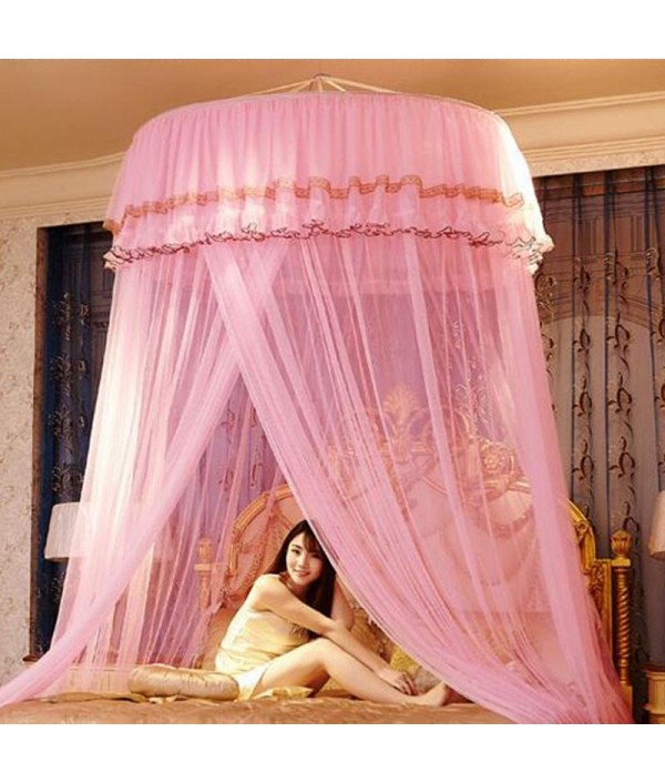 Mosquito Net Bed Canopy Hung Dome Princess Lace Round Tent Netting Curtains Home Bedding RoomHome TextilesfromHome and Gardenon 