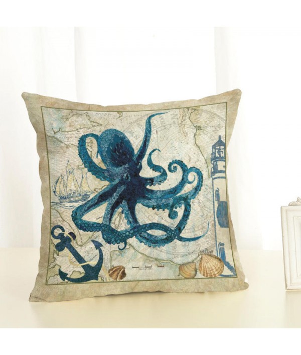 *cm Sea Creature Pillow Case Octopus Seahorse Conch Print Cushion Cover Linen Throw PillowHome TextilesfromHome and Gardenon 