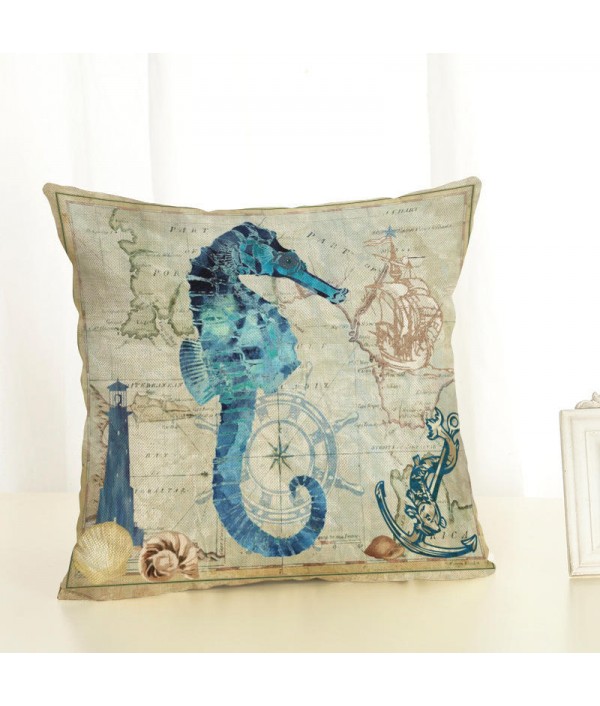 *cm Sea Creature Pillow Case Octopus Seahorse Conch Print Cushion Cover Linen Throw PillowHome TextilesfromHome and Gardenon 