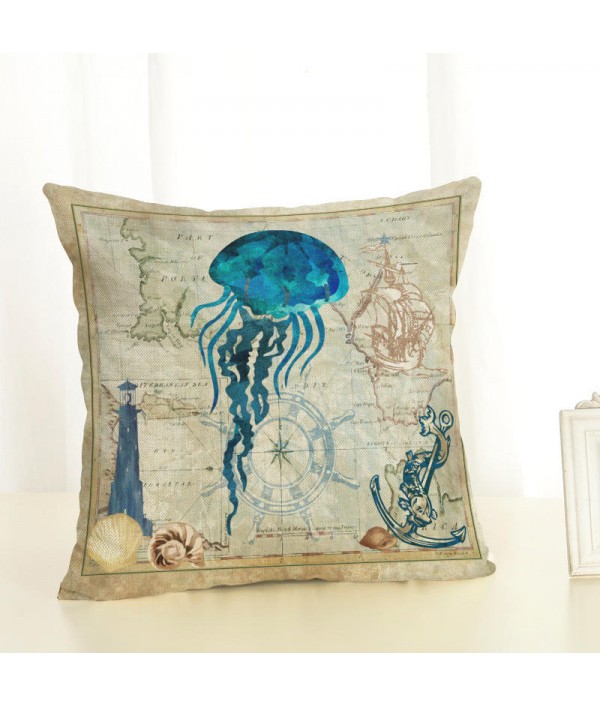 *cm Sea Creature Pillow Case Octopus Seahorse Conch Print Cushion Cover Linen Throw PillowHome TextilesfromHome and Gardenon 