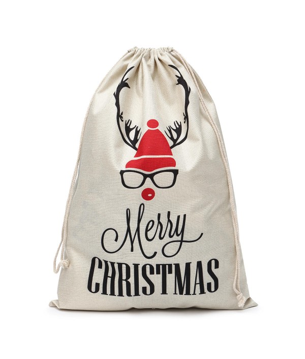 Large Christmas Hessian Santa Sack Stocking Bag Reindeer Gifts Bag Kitchen Storage ContainerKitchen,Dining And BarfromHome and Gardenon 